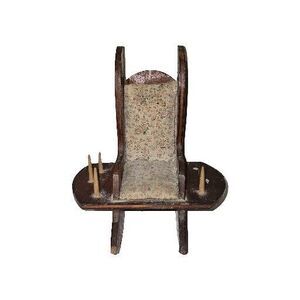 Vintage Sew Pin Cushion Wooden Rocking Chair Thread Holder Cottage Grandma core